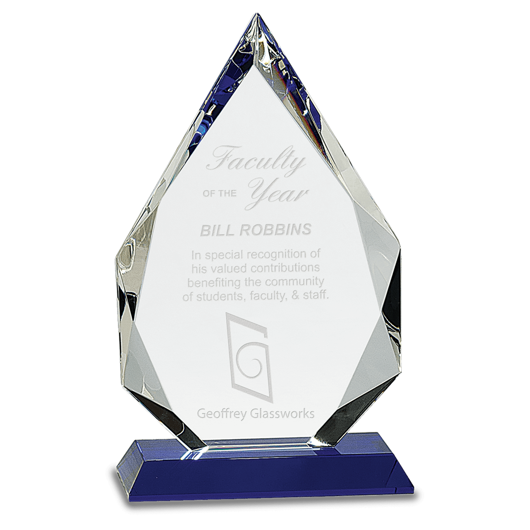 Diamond Crystal award on blue base