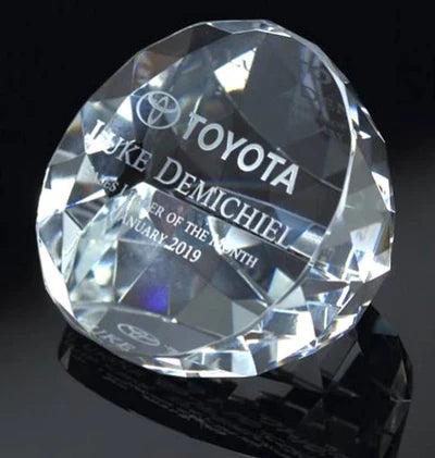 Crystal Round Paperweight with Slant front