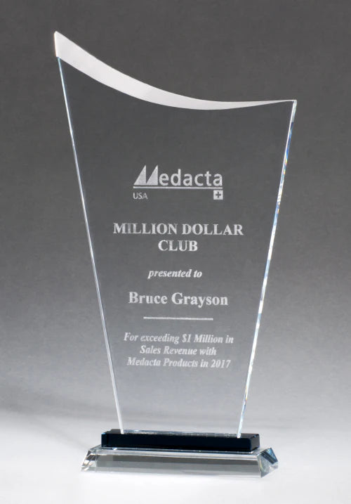 Contemporary Clear Glass Award with Pedestal Base