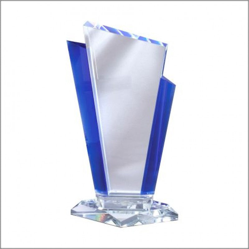 Blue Accent Clear Crystal Award