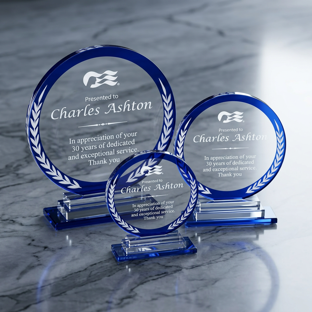 Blue Clear Crystal Circle Award