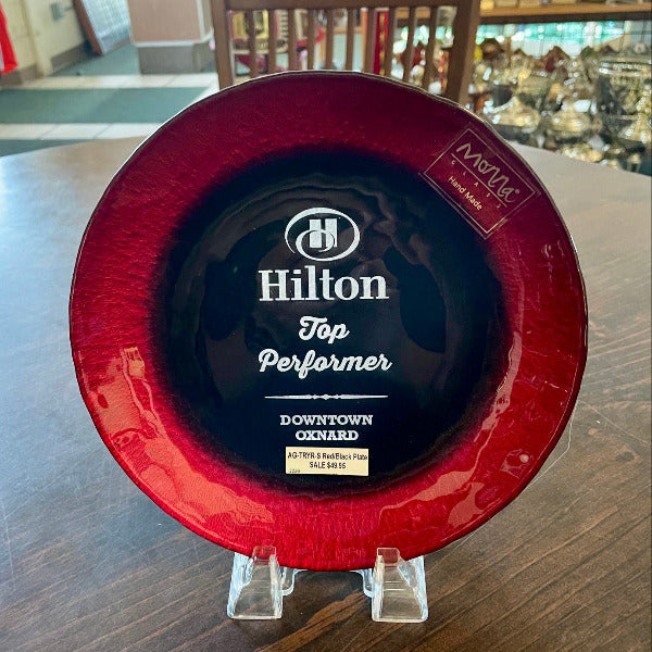 Red and Black Art Glass Plate