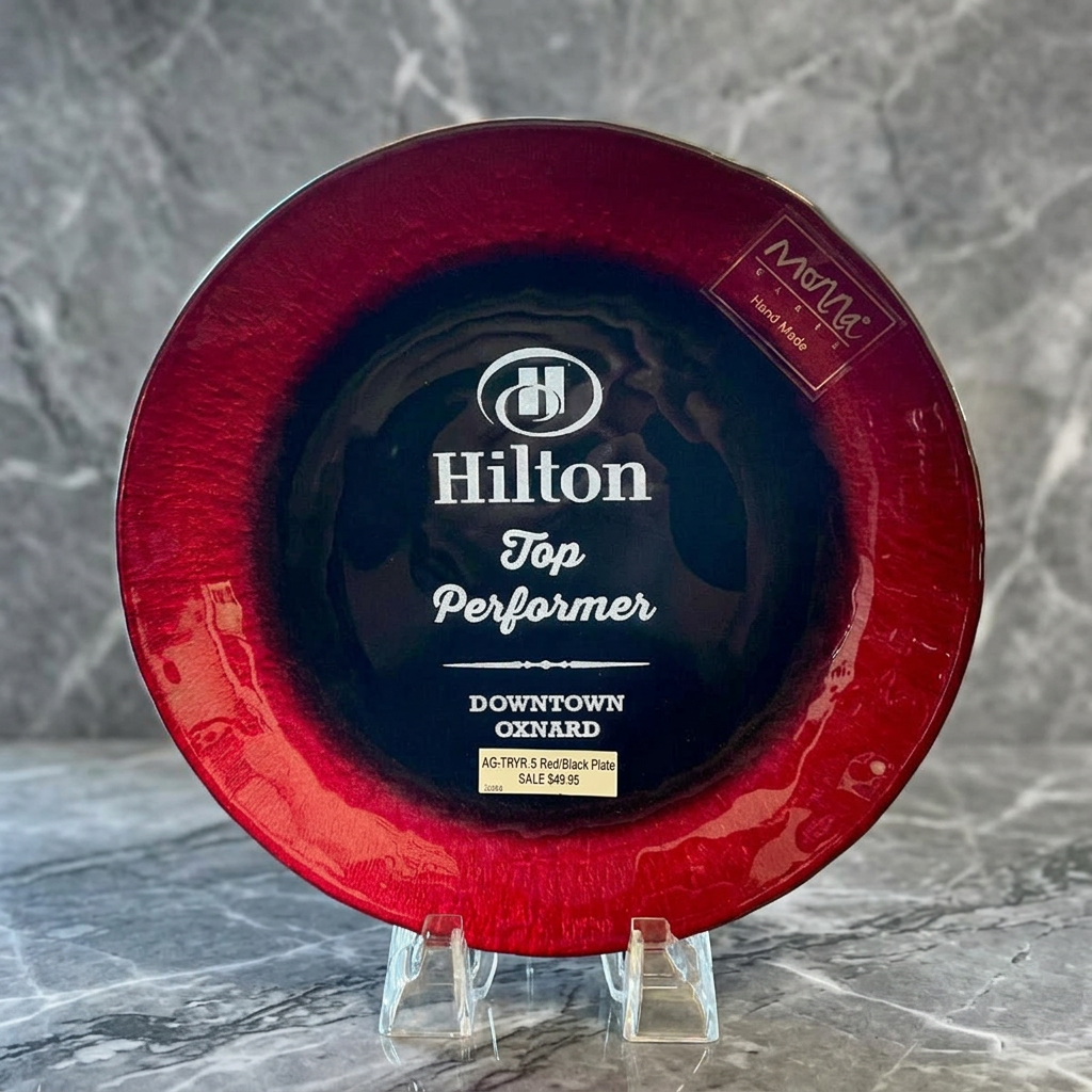 Red and Black Art Glass Plate