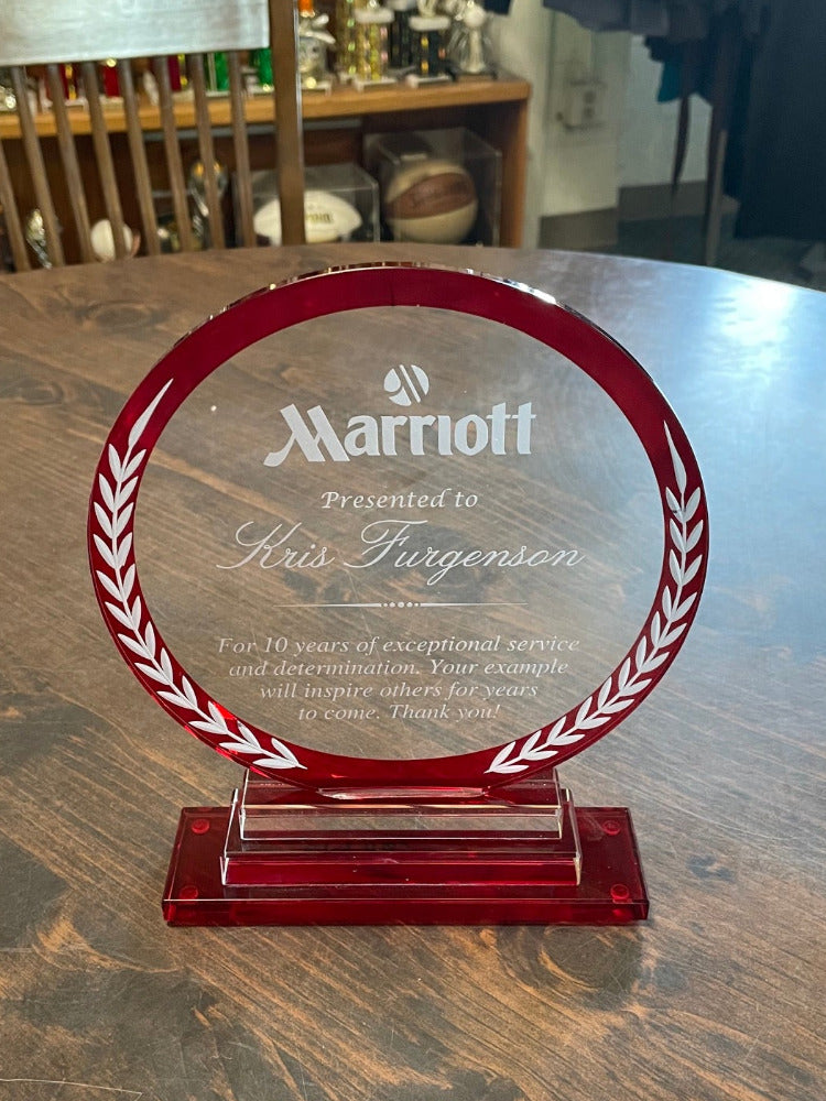 Red Clear Crystal Circle Award