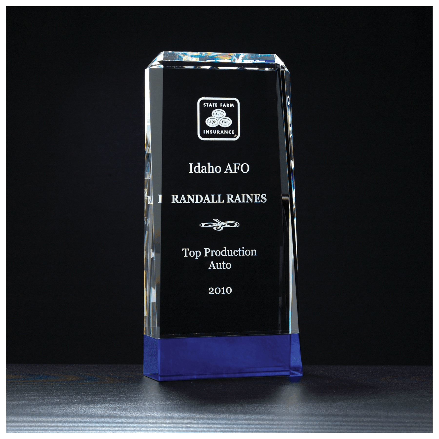Premium Series Crystal Award with Cobalt Accent