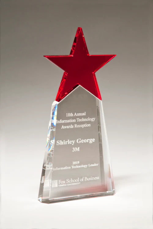 Red Crystal Star on clear crystal base