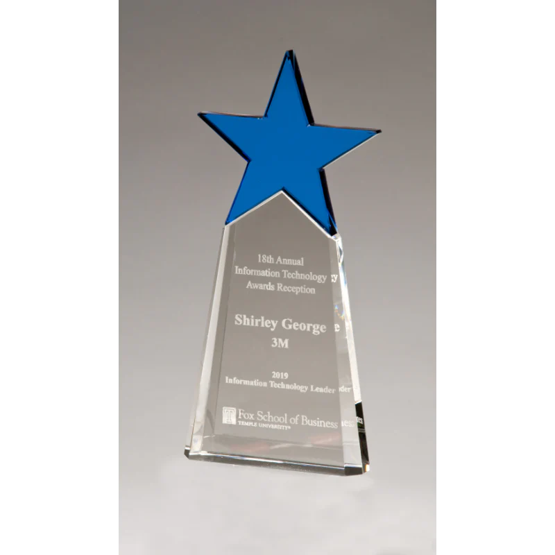 Blue Crystal Star on clear crystal base