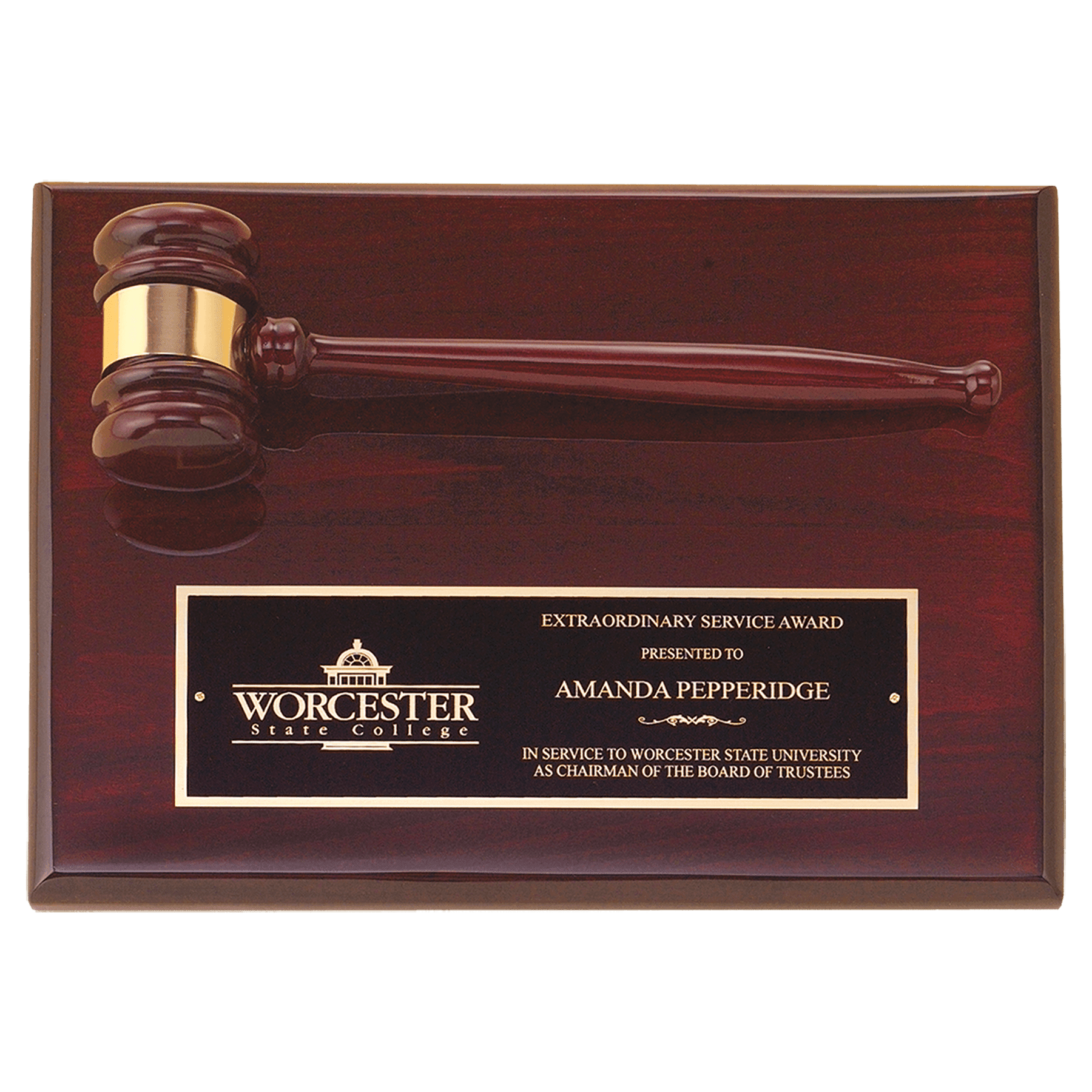 Rosewood Piano finish Gavel Plaque