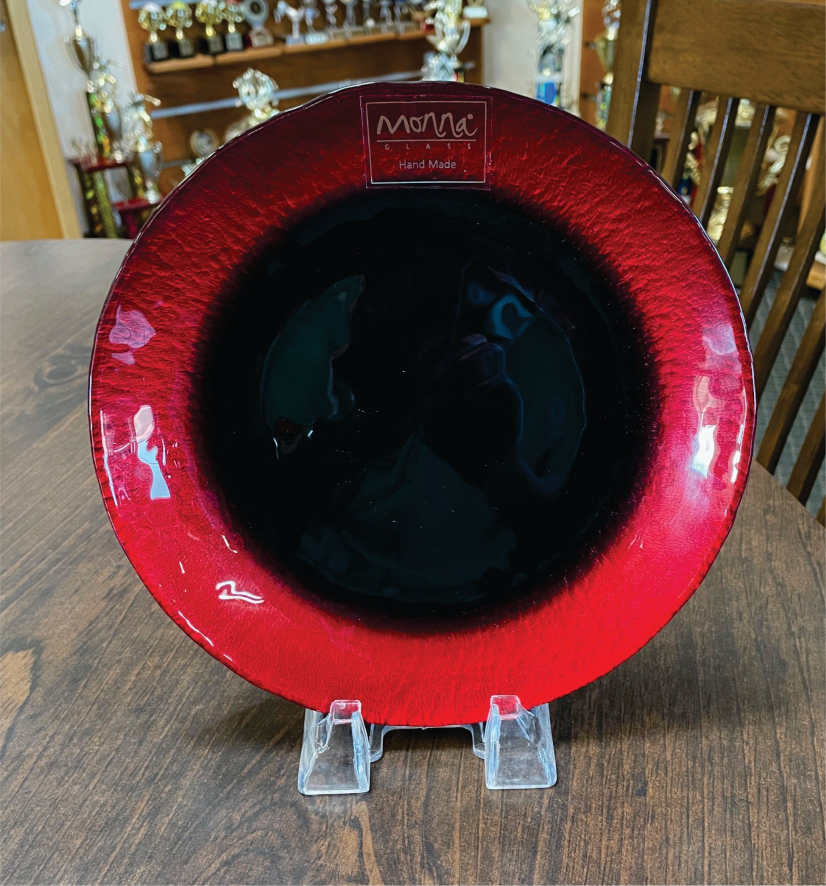 Red and Black Art Glass Plate