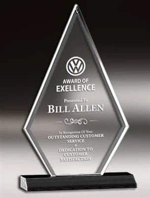 Acrylic Diamond Award Trophy On Ebony Base
