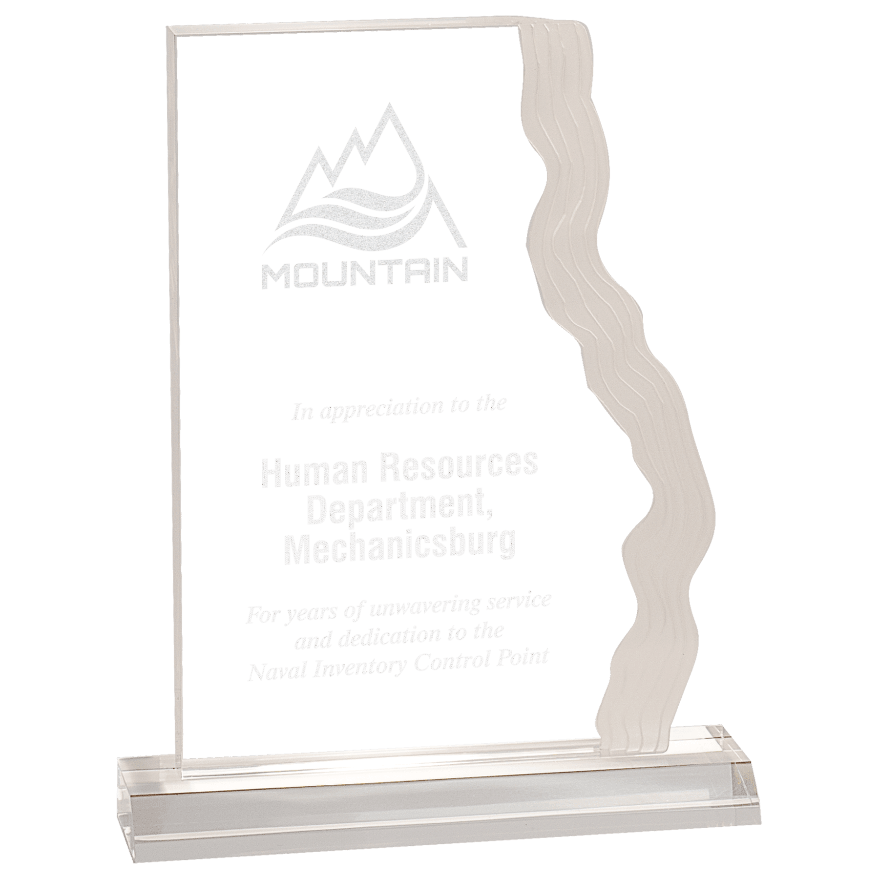 Clear Frosted Waterfall edge Acrylic award