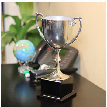 Silver Metal Cup On Black Marble Base (ZC7S, ZC8S, ZC9S, ZC11S)